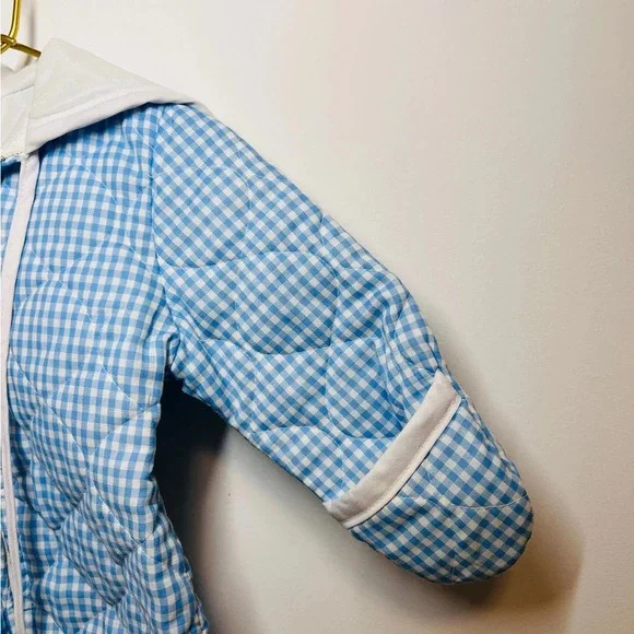 Vintage Hooded Baby Bunting Snowsuit Blue/ White Gingham - Picture 6 of 11